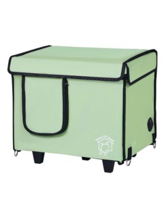 Elevated Heated Cat House with Timer, Adjustable Temperature, 900D Oxford Cloth Foldable Shelter with Heated Pad, Green, Small