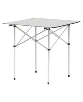 Compact Roll-Up Camping Table, Lightweight Aluminum with Carry Bag, Silver