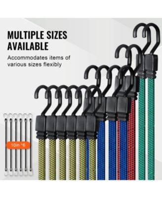 32-Piece Flat Bungee Cord Set, 17mm Heavy-Duty Bungee Straps with A3 Steel J-Hooks, 10-40" Assorted Lengths, Bag & Clips