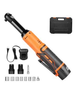 Cordless Ratchet Wrench Set, 3/8" Drive, 240 RPM, 33 ft-lbs Torque, 2 Batteries, Charger, Sockets, Adapter, Extension Bar