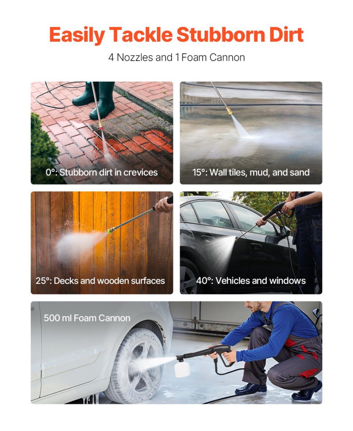 Mecale Electric Pressure Washer, 4500 Psi Max, 3.2 Gpm, 4 Quick-Connect Nozzles, Foam Cannon, High Power Cleaning Machine
