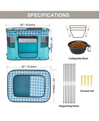 Foldable Pet Playpen, 32 x 24 x 22 in Portable Soft Crate/Playpen, 600D Oxford Waterproof Fabric, Zippered Removable Cover.