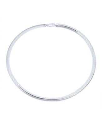 Contoured 6mm Snake Flexible Omega Chain Sterling Silver Choker Collar Necklace Made in Italy 16 Inch