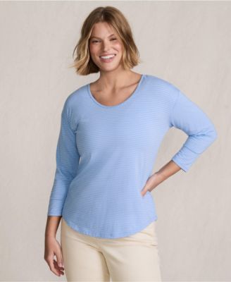 Women's Petite 3/4 Sleeve Lightweight Jersey Shirttail Tee