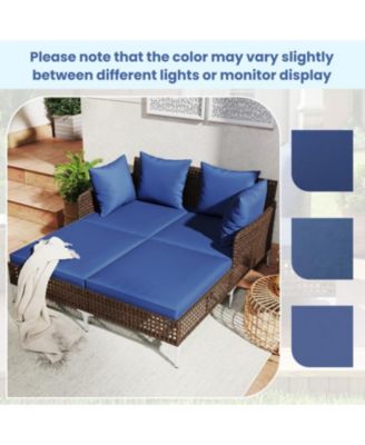 Wicker Rattan Double Daybed Lounger for Patio or Garden