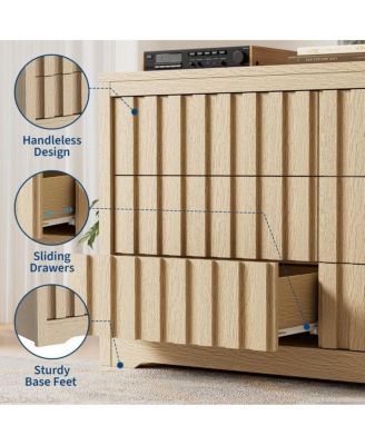 6-Drawer Wood Fluted Handleless Dresser