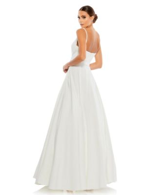 Petite V-Neck Ball Gown with Belted A-Line Skirt