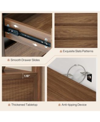 Fluted Nightstand, 31" Wide Night Stand with 3 Storage Drawers, Farmhouse Oversized Bedside Table Modern Large End Side Table