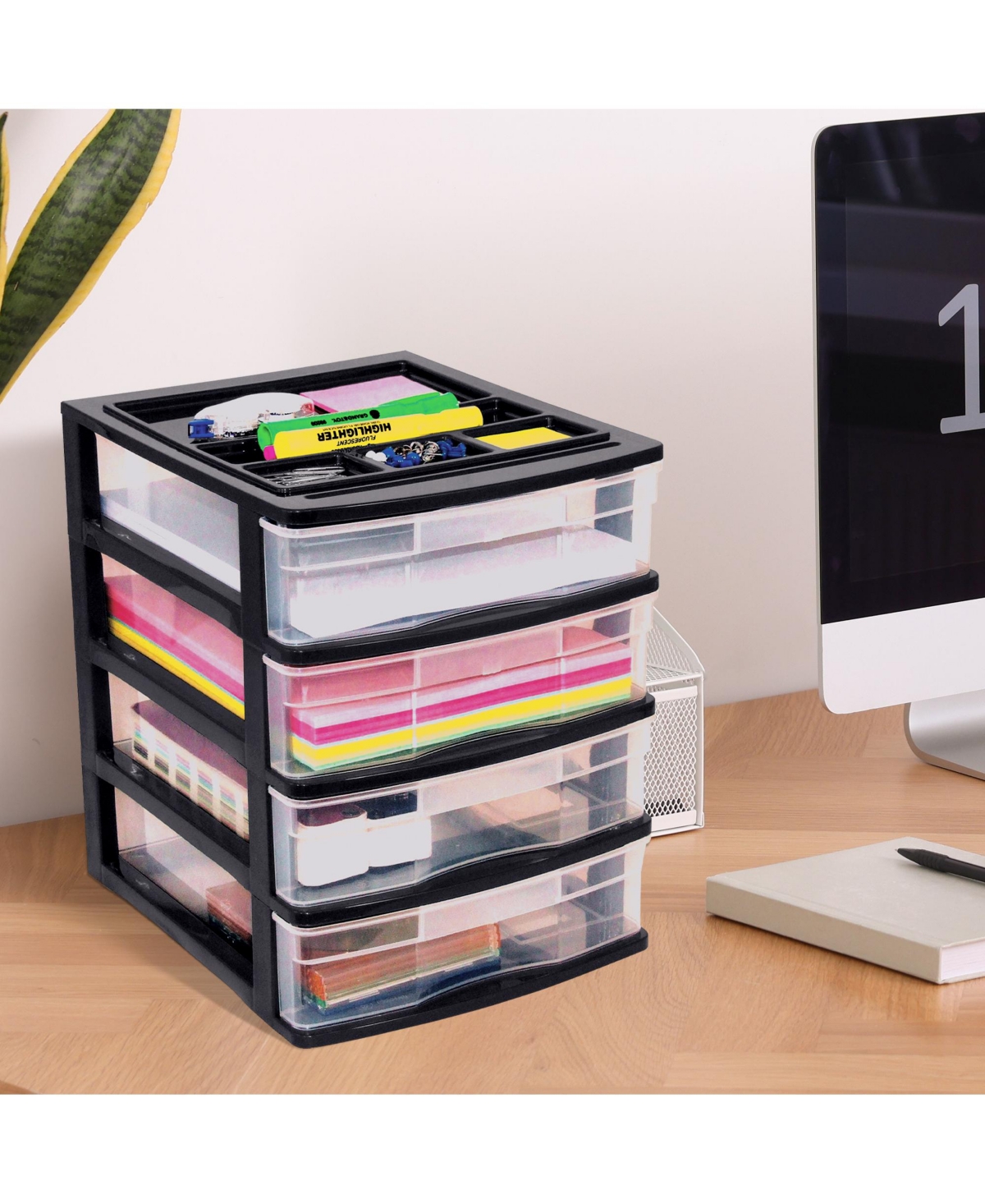 Gracious Living 4 Drawer Desktop Countertop Storage with Organizer Lid