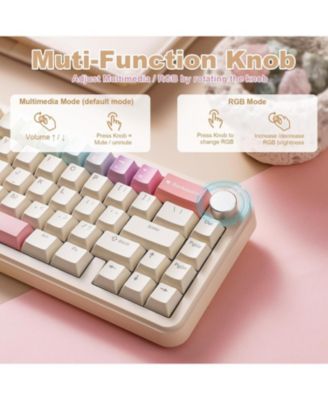 B68 Wireless Mechanical Keyboard,Tri-Mode BT5.0/2.4GHz/USB-C,Cute PBT Keycaps,Hot Swappable Creamy Typing Gasket (Cocoa Cream V2 Switch)