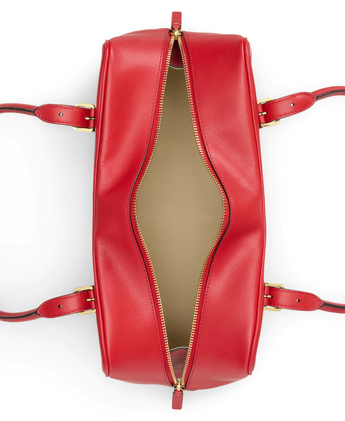 Lauren Ralph Leather Large Marcy Zip Satchel Bag