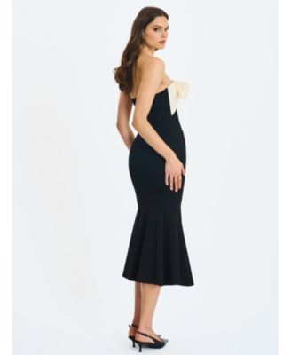 Women's Saige Black Mermaid Maxi Dress with Ivory Bow Bustline