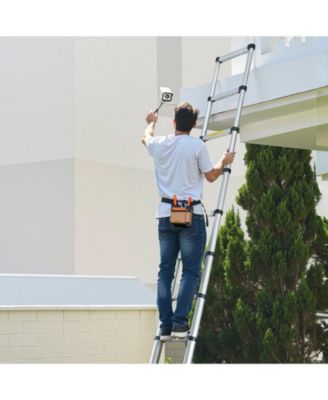12.5 ft Telescoping Ladder, Aluminum One-Touch Retraction Extension Ladder, 330 lb Capacity, Non-Slip Feet, Lightweight Design