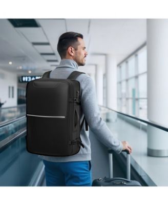 80L Vacuum Seal Compression Travel Backpack with Pump, Expandable, TSA-Approved Lock, Water-Resistant Carry-On Luggage, Black