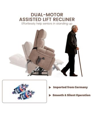 Heat Massage Dual Motor Infinite Position Up to 350 LBS Large Electric Power Lift Recliners with Hidden Cup Holders