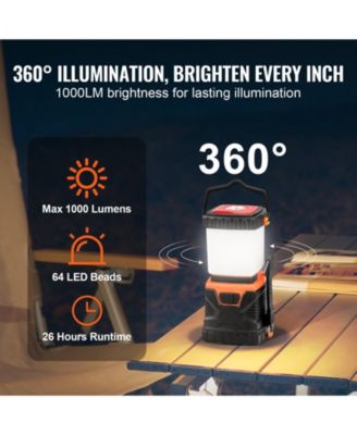 All-in-One Rechargeable LED Camping Lantern, 1000LM, 360° Illumination, 4 Lighting Modes, USB Charging