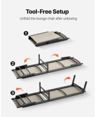 Set of 2 Outdoor Chaise Lounge Chairs, 400 lbs Capacity, Foldable Sun Tanning Chairs with 5 Adjustable Positions, Aluminum