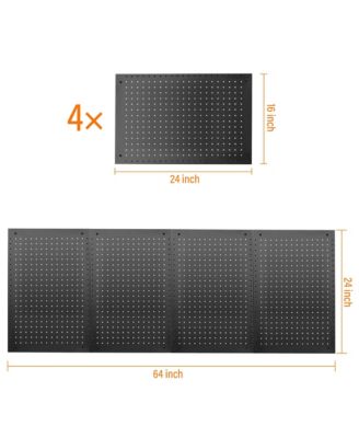 24"x16" Pegboard Wall Organizer 128 PC Kit, Black