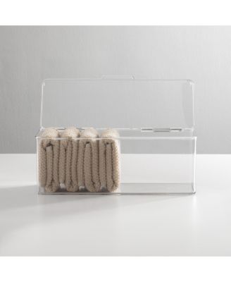 Plastic Bathroom Vanity Organizer Bin Box with Hinged Lid, 4 Pack