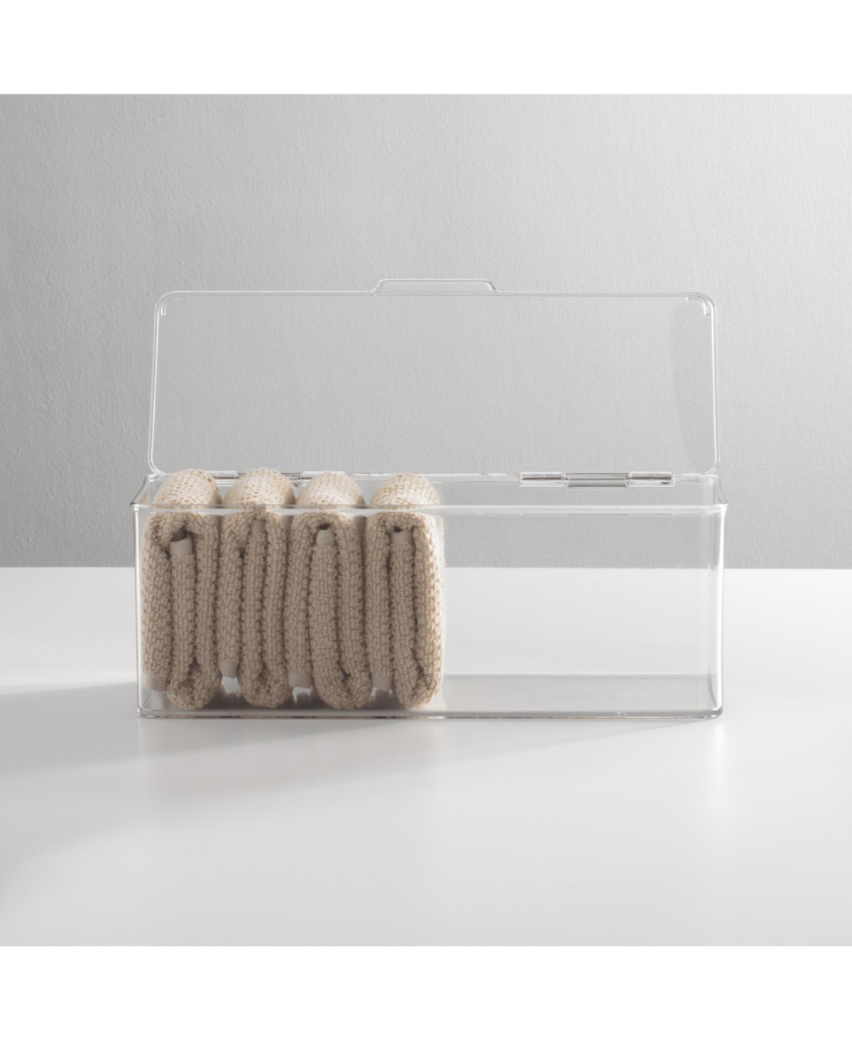 mDesign Plastic Bathroom Vanity Organizer Bin Box with Hinged Lid, 4 Pack