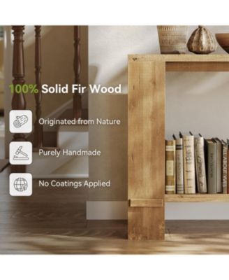 Solid Wood Console Table, Farmhouse 2-Tier Sofa Table for Behind Couch