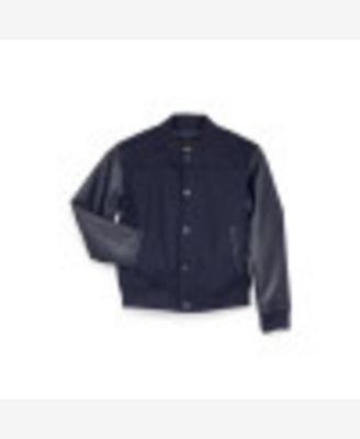 Boy's Wool Varsity Bomber Jacket With Grainy PU Sleevees Jackets