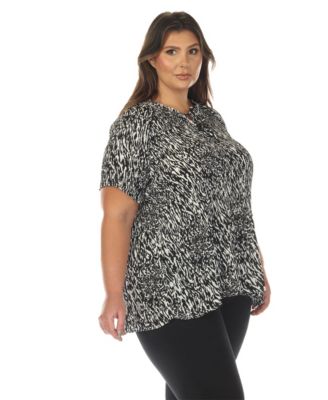 Plus Size Short Sleeve Printed Peplum Top
