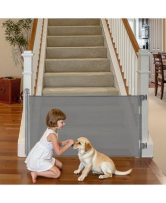 Retractable Baby Gate, 31.3 in Tall, Extends to 72.8 in Wide, Mesh Dog Gate w/ Security Lock, Trip-Free Walk-Through