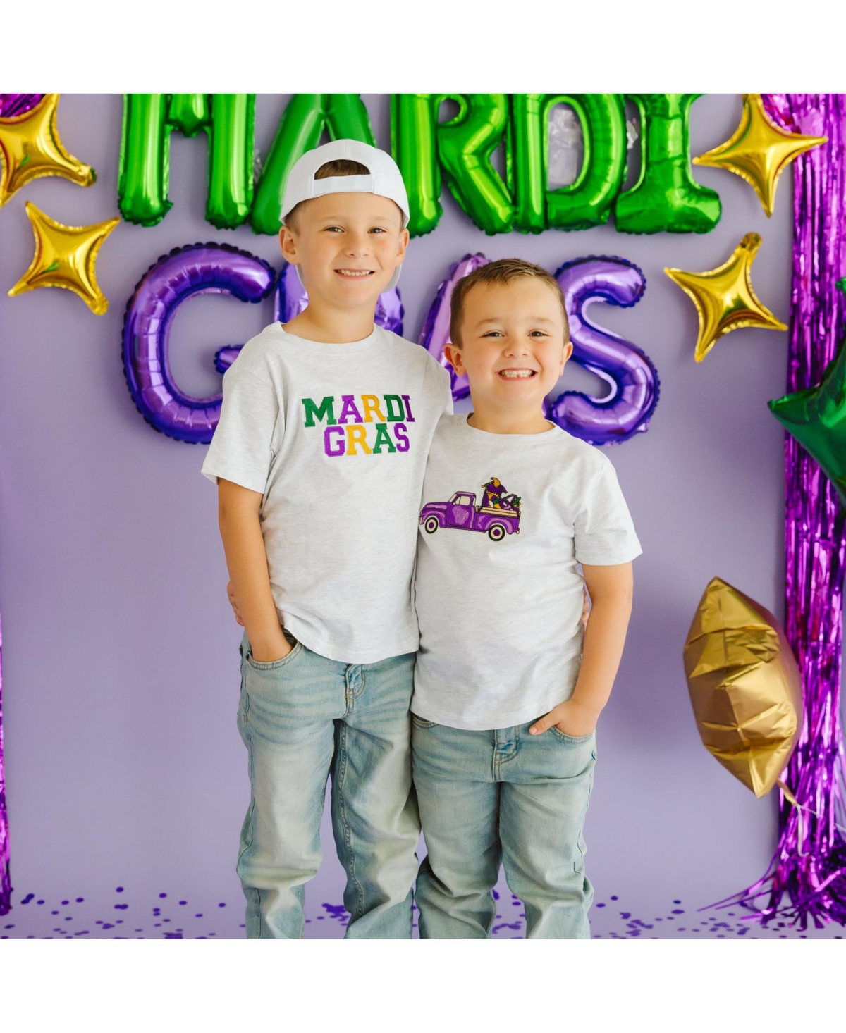 Sweet Wink Little Boys Mardi Gras Truck Patch Short Sleeve T-Shirt