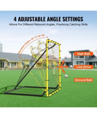 Baseball/Softball Rebounder Net, 4' x 4.5', Pitchback Trainer w/ Target, 4 Adjustable Angles