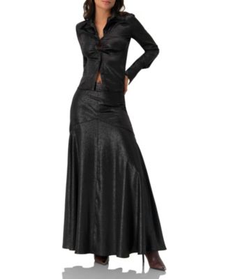 Women's Long Sleeve Faux Leather Shirt