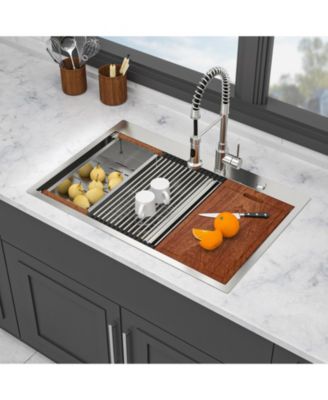 33x22x10inch Topmount Double Bowl Kitchen Sink 16 Gauge 60 and 40 Split Brushed Nickel