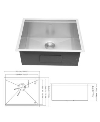 23x19x10 Inch Single Bowl Undermount Workstation Kitchen Sink 16 Gauge 304 Stainless Steel Deep Sink