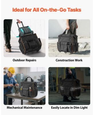 Rolling Tool Bag on Wheels, 110 lb Capacity, 25 Pockets, Heavy-Duty Tool Organizer with Telescoping Handle & Stable Base