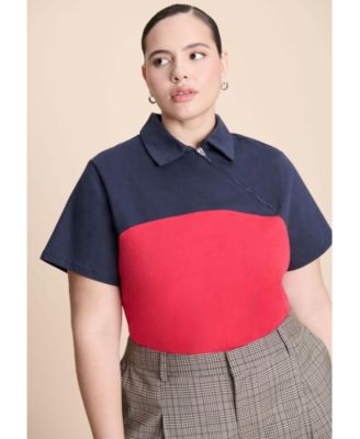 Women's Asym Zipper Neck Polo Shirt