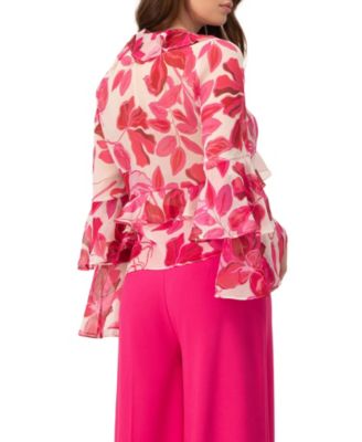 Women's Straight Long Sleeve Blouse with Ruffles