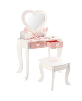Princess Vanity Set for Girls | Kids Makeup Table with Mirror, Stool, Drawers & Pretend Cosmetics