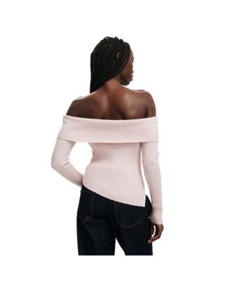 Women's Asym Rib Off Shoulder Knit
