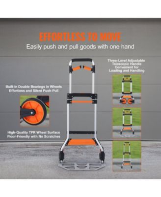 Folding Hand Truck, 309 lb Capacity, Aluminum Convertible Hand Truck & Dolly, Telescoping Handle, PP+TPR Wheels, Lightweight Cart