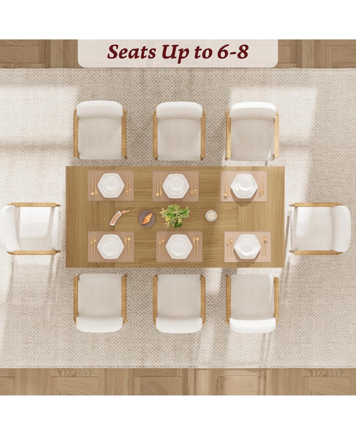 gaomon Kitchen Large Dining Table for 6 Farmhouse Kitchen Table for Dining Room, Home Office, Living Room