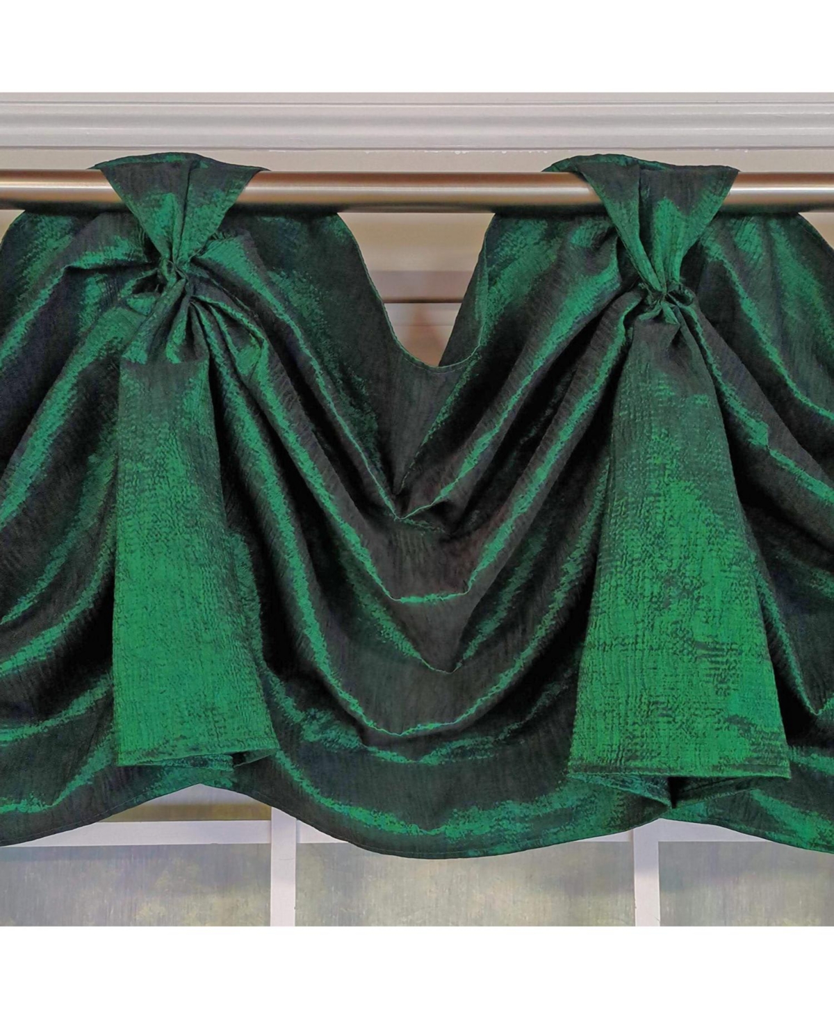 Rlf Home Crinkle Taffeta 3-s Victory 100% Polyester Tab Top Swag Window Curtain 54" x 25" Green