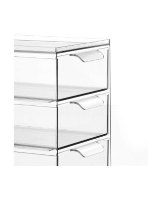 Plastic 3 Drawer Stackable Organizer for Bathroom Storage,4 Pack