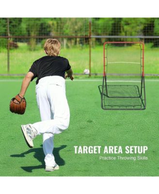 Baseball/Softball Rebounder Net, 3' x 4.5', 3-Way Pitchback Trainer, Fielding & Throwing Practice