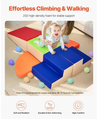 Foam Climbing Toys, 6-Piece Set, PU Leather Soft Play Blocks, Indoor Climb & Crawl Set, Easy Clean, 6M-3Y