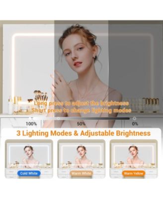 Vanity Desk Large Mirror and Lights - Makeup Vanity for Bedrooms, Apartments, Easy to Assemble