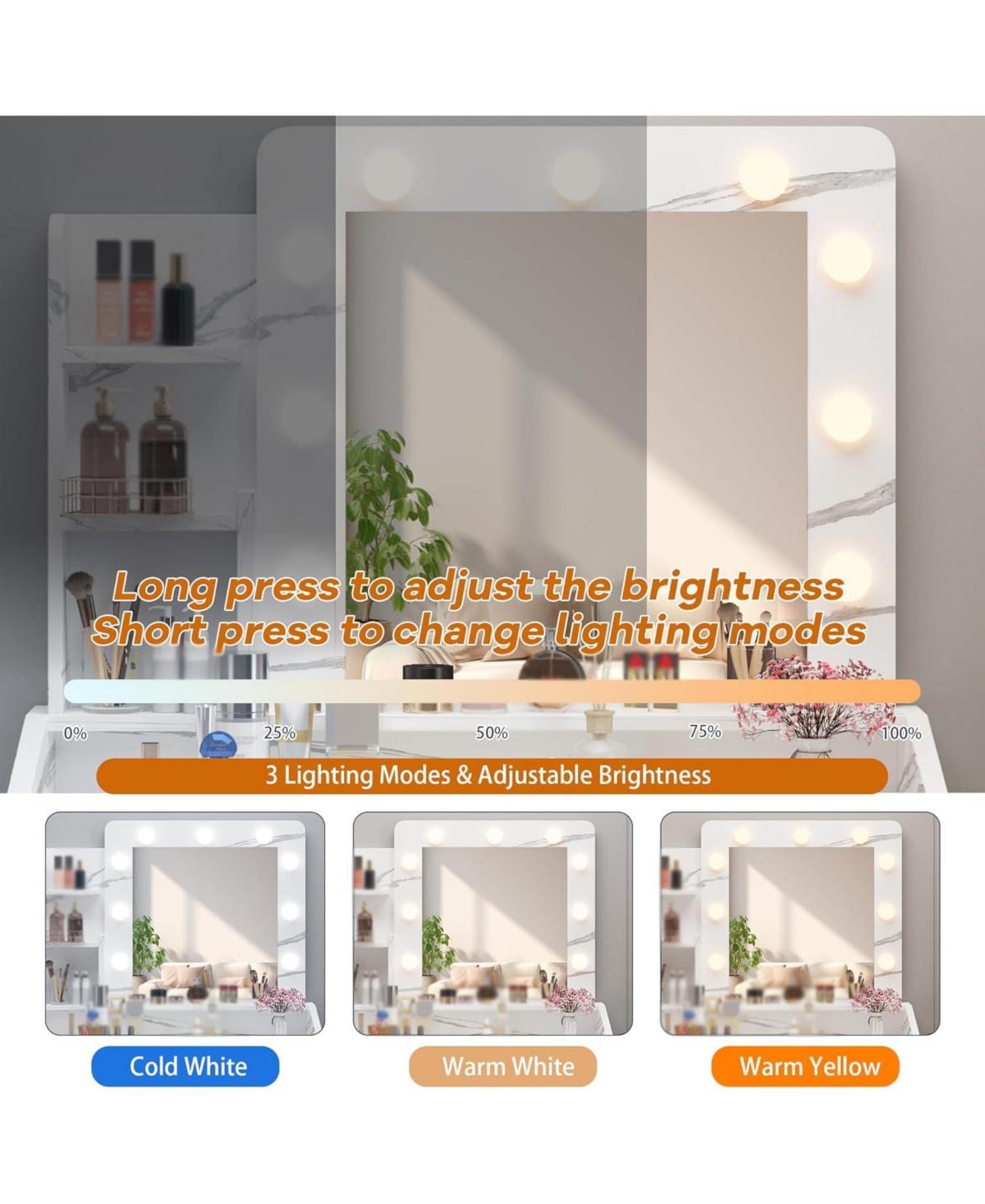 Gaomon Vanity Desk Mirror and Led Lights