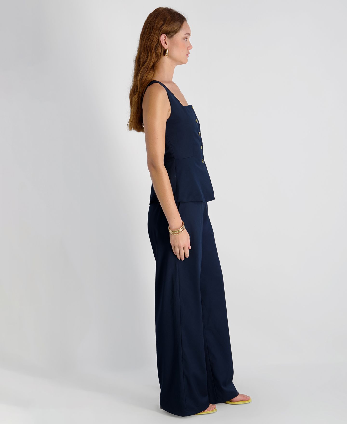 Женские брюки French Connection Twill High-Rise Relaxed Ankle Trousers, цвет: Морской — фото 6