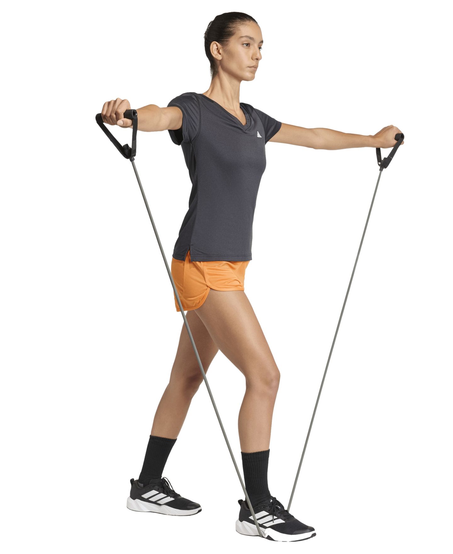 Женская футболка adidas Workout Essentials V-Neck, цвет: Чёрный — фото 3