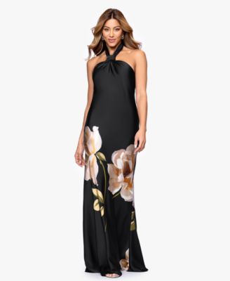 Women's Printed Halter Neck Ball Gown