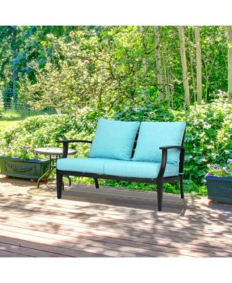 Outdoor Deep Seat Cushion Set, Waterproof Patio Furniture Cushions with Adjustable Straps & Removable Cover, Set of 2